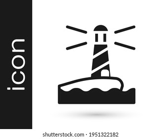 Black Lighthouse icon isolated on white background.  Vector