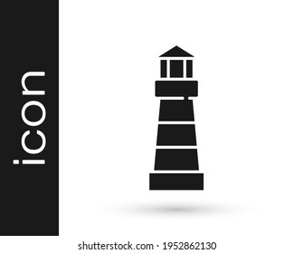 Black Lighthouse icon isolated on white background.  Vector