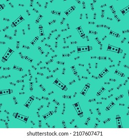Black Lighthouse icon isolated seamless pattern on green background.  Vector