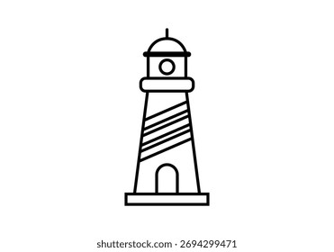 Schwarzes Leuchtturm-Symbol auf weißem Hintergrund