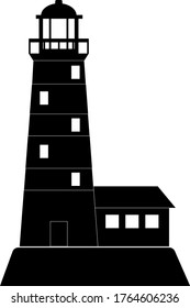 Black lighthouse silhouette vector illustration