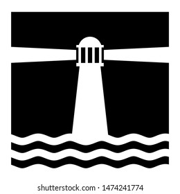 black lighthouse watch tower icon vector logo template isolated on white background