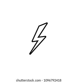 Black Lightning Bolt Flat Line Icon Stock Vector (Royalty Free ...