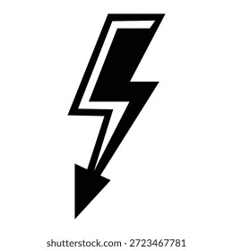 Black lightning bolt icon with arrow pointing downwards