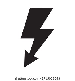 Schwarzes Blitzsymbol. Symbol für elektrische Gefahr, Energie und Energie.