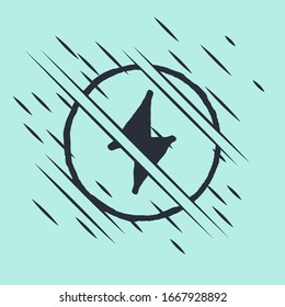 Black Lightning bolt icon isolated on green background. Flash sign. Charge flash icon. Thunder bolt. Lighting strike. Glitch style. Vector Illustration