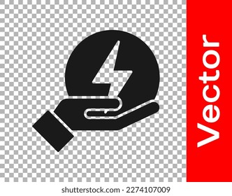 Black Lightning bolt icon isolated on transparent background. Flash sign. Charge flash icon. Thunder bolt. Lighting strike.  Vector