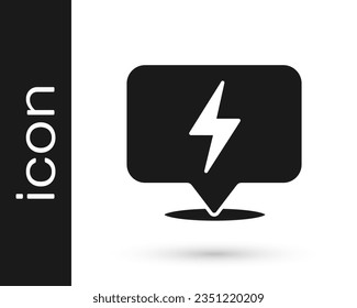 Icono de perno Black Lightning aislado en fondo blanco. Icono de Flash. Icono de flash de carga. Tornillo de trueno. Ataque de iluminación.  Vector