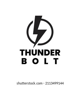 black lightning bolt on circle logo design