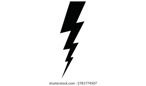 Black lightning bolt shape on a white background silhouette high quality professional