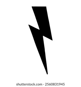 Black lightning bolt silhouette vector illustration on white background
