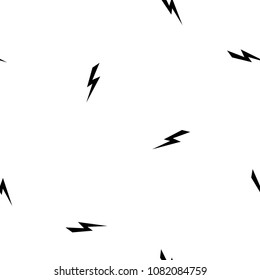Black lightning bolt simple seamless pattern. storm or thunder and lightning strike ornament on white. High electricity voltage symbol. Vetor illustratiion for print and fabric