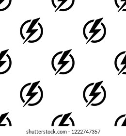 Black lightning bolt simple seamless pattern. storm or thunder and lightning strike ornament on white. High electricity voltage symbol. Vetor illustratiion for print and fabric