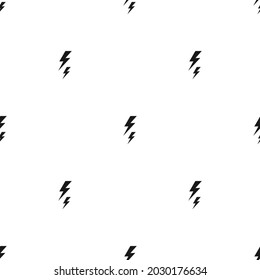 Black lightning bolt simple seamless pattern. storm or thunder and lightning strike ornament on white. High electricity voltage symbol. Vetor illustratiion for print and fabric