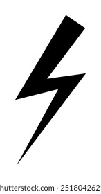 Ein schwarzes Blitzsymbol, das auf weißem Hintergrund angezeigt wird und Energie, Energie und Strom repräsentiert. Ideal für Themen wie Wetterphänomene, Hochspannungswarnungen, Superheldenmotive, Energie