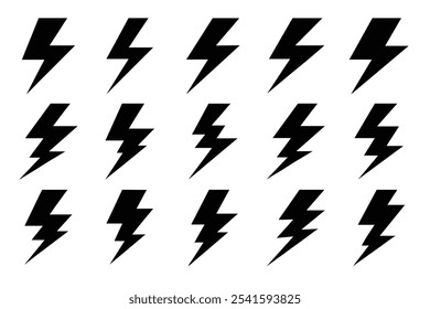 Ilustración vectorial de rayo negro - Thunderbolt, Lightning Strike Icon en diseño de silueta simple. Esta silueta simple y audaz es ideal para digital o impresión.