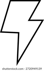 Ilustración de contorno de Vector de rayo negro. Icono minimalista del flash de la energía con las líneas geométricas agudas aisladas en el fondo blanco. Gráfico de electricidad para la marca de poder, logotipos de superhéroes y símbolos de Clima.