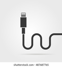 black lightning connector with shadow. concept of connection, standard input, booster charge, signal, equipment, innovation. flat style trend modern design vector illustration on background