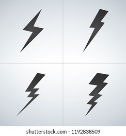Black Lightning icon set. Vector illustration isolated on modern background.