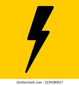Black lightning on a yellow background. Vector illustration