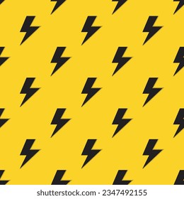 black lightning patternrepeating simple graphic lightning or lightning icon flat pattern seamless design on yellow background