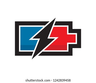 black lightning recharge battery logo design