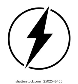 black lightning vector icon isolated on white background