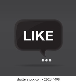 Black Like bubble icon on dark grey background