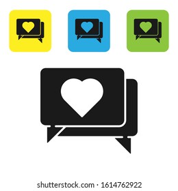 Black Like and heart icon isolated on white background. Counter Notification Icon. Follower Insta. Set icons colorful square buttons. Vector Illustration