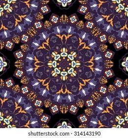 Black and lilac floral seamless pattern