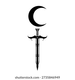 Black lilith symbol vector  tattoo art - moon sword tattoo idea, design, art, logo, eps10.