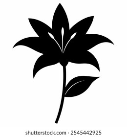 Black Lilly flower silhouette vector