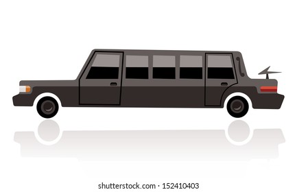 black limo, funny cartoon style