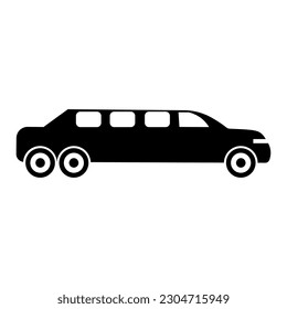 Black limo long car on white background. Editable color. EPS vector file