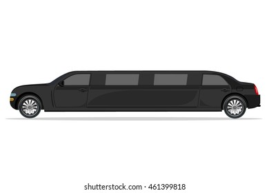 black limousine, design element, flat, vector illustration