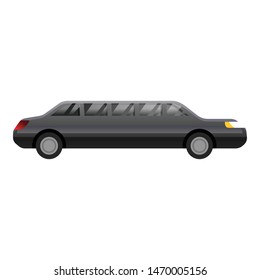 Black limousine icon. Cartoon of black limousine vector icon for web design isolated on white background