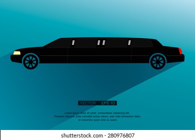 black  limousine. vector silhouette with flat shadow