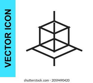 Black line 3d modeling icon isolated on white background. Augmented reality or virtual reality.  Vector