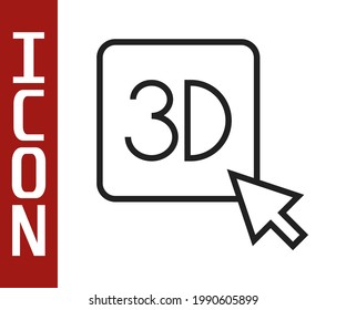 Black line 3D printer icon isolated on white background. 3d printing.  Vector