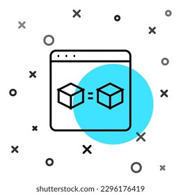 Black line 3D printer perfect copy icon isolated on white background. 3d printing. Random dynamic shapes. Vector