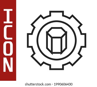 Icono de ajuste de impresora 3D de línea negra aislado en fondo blanco. 3 quinquies de impresión.  Vector