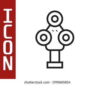 Black line 3D scanner icon isolated on white background.  Vector