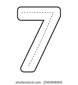 Black line 7 Numbers Tracing. Children Learning Printable. education