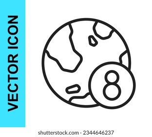 Black line 8 March icon isolated on white background. International Happy Women Day.  Vector