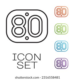 Black line 80s Retro icon isolated on white background. Eighties poster. Set icons colorful. Vector