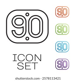 Black line 90s Retro icon isolated on white background. Nineties poster. Set icons colorful. Vector