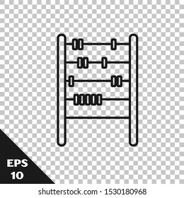 Black line Abacus icon isolated on transparent background. Traditional counting frame. Education sign. Mathematics school.  Vector Illustration