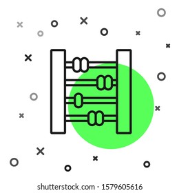 Black line Abacus icon isolated on white background. Traditional counting frame. Education sign. Mathematics school.  Vector Illustration