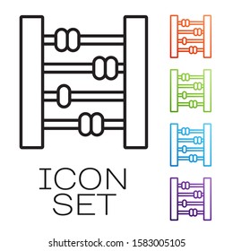 Black line Abacus icon isolated on white background. Traditional counting frame. Education sign. Mathematics school. Set icons colorful. Vector Illustration