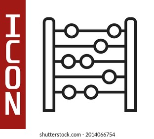 Icono de Abacus de línea negra aislado en fondo blanco. Marco de recuento tradicional. Señal de educación. Escuela de Matemáticas.  Vector